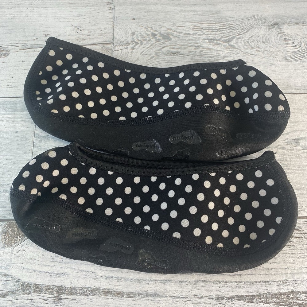 NUFOOT Shoes Womens Large Black White Polkadot Flats Barefoot Travel Packable L